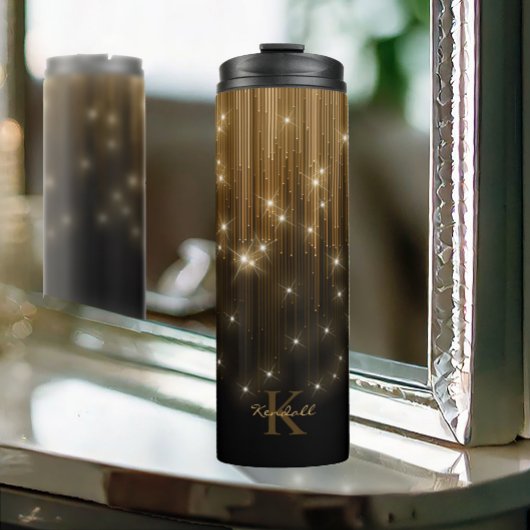 Cascading Lights Monogram Gold ID789 Thermosbeker