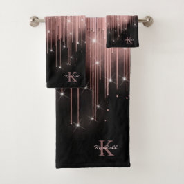 Cascading Lights Monogram Roos Gold ID789 Bad Handdoek