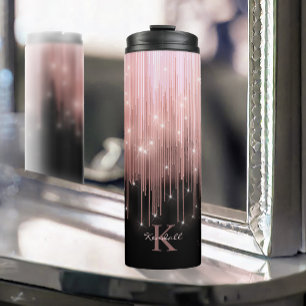 Cascading Lights Monogram Roos Gold ID789 Thermosbeker