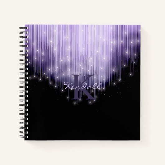 Cascading Lights Monogram Violet ID789 Notitieboek (Voorkant)