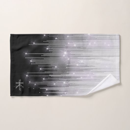 Cascading Lights Monogram zwart en wit ID789 Bad Handdoek (Handdoek)