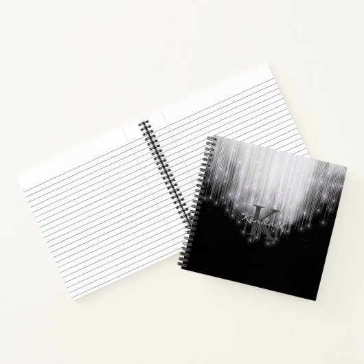 Cascading Lights Monogram zwart en wit ID789 Notitieboek (Binnen)