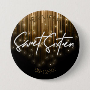 Cascading Lights Sweet 16 Gold ID790 Ronde Button 7,6 Cm