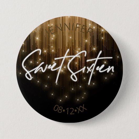 Cascading Lights Sweet 16 Gold ID790 Ronde Button 7,6 Cm (Voorkant)