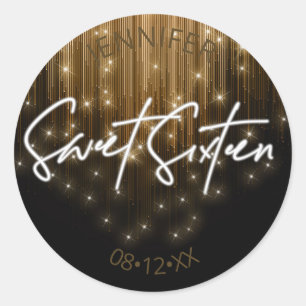 Cascading Lights Sweet 16 Gold ID790 Ronde Sticker