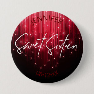 Cascading Lights Sweet 16 Red ID790 Ronde Button 7,6 Cm