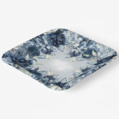 Cascading Navy Peonies Wedding Dinner Papieren Bordje (Gebogen)