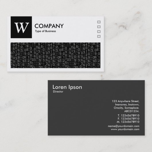 Cascading Numbers - Logo en Panel v2 - zwart Visitekaartje (Voorkant / Achterkant)