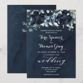 Cascading Peonies Wedding Invitation Suite Kaart (Voorkant / Achterkant)