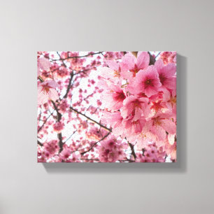 Cascading Pink Cherry Blossoms Wall Art Canvas Afdruk