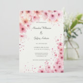 Cascading Pink Flowers Wedding Invitation (Debout devant)