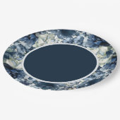 Cascading Pioenen Bruiloft 9 Inch Navy Dinner Bord (Gekanteld)