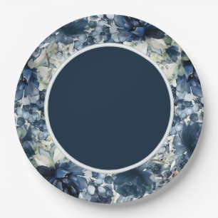 Cascading Pioenen Bruiloft 9 Inch Navy Dinner Bord