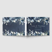 Cascading Pioenen Bruiloft Navy Blauw Gastenboek (Volledig)