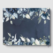 Cascading Pioenen Bruiloft Navy Blauw Gastenboek (Achterkant)