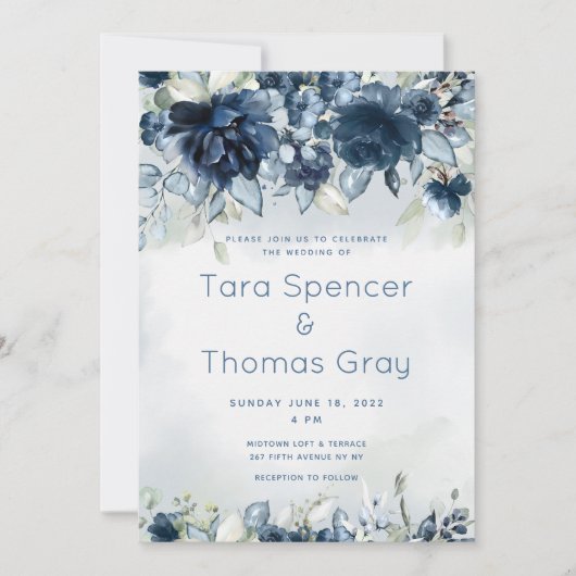 Cascading Rozen Wedding Luxury Invitation Suite Kaart (Voorkant)