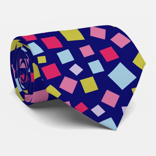 Cascading Squares - Donkerblauw Stropdas (Opgerold)