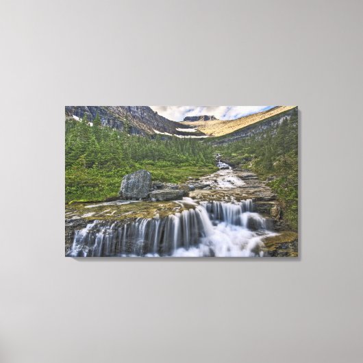 Cascading stream, Glacier National Park Canvas Afdruk (Voorkant)