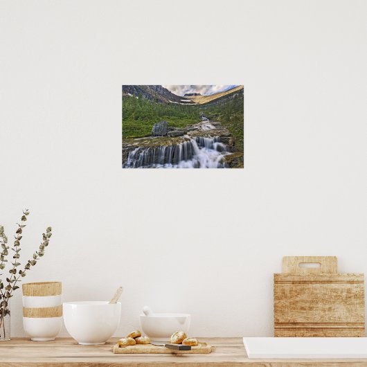 Cascading stream, Glacier National Park Poster (Keuken)