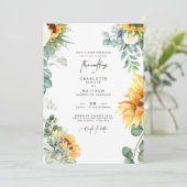 Cascading Sunflower Greenery Bride Parents Sage Kaart (Staand voorkant)