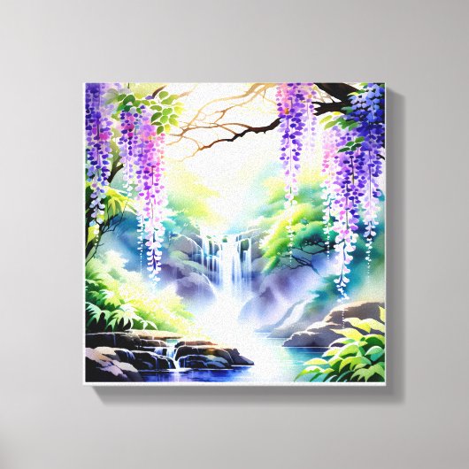 Cascading waterval onder Amethist bloeit Canvas Afdruk (Voorkant)