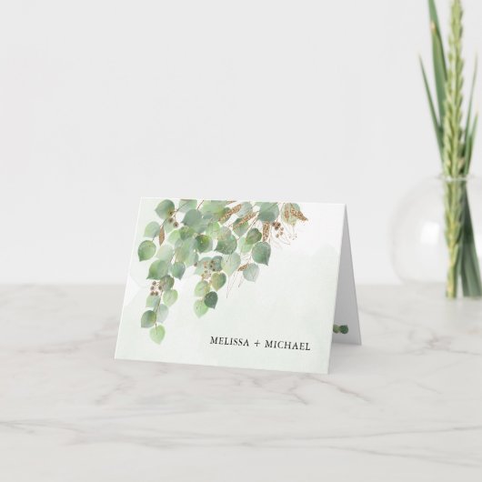 Cascading Waterverf Eucalyptus Bedankkaart (Voorkant)