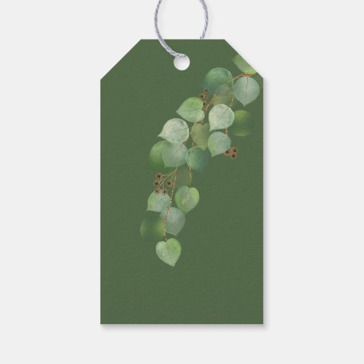 Cascading Waterverf Eucalyptus Weddenschap Cadeaulabel (Achterkant)