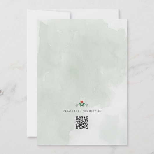 Cascading waterverf tulpen qr code bruiloft kaart (Achterkant)