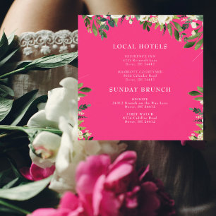 Cascading White Floral Hot Pink Square Insert Kaart