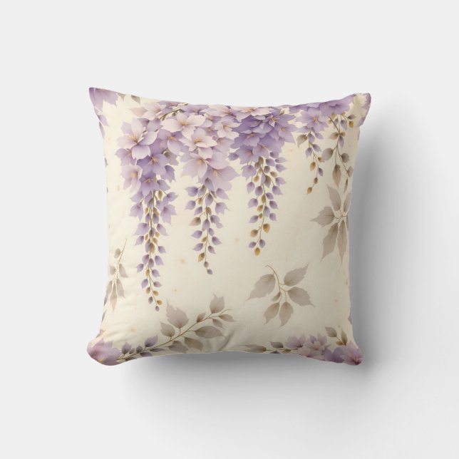 Cascading Wisteria Floral Pattern.Modern Outdoor Kussen (Voorkant)
