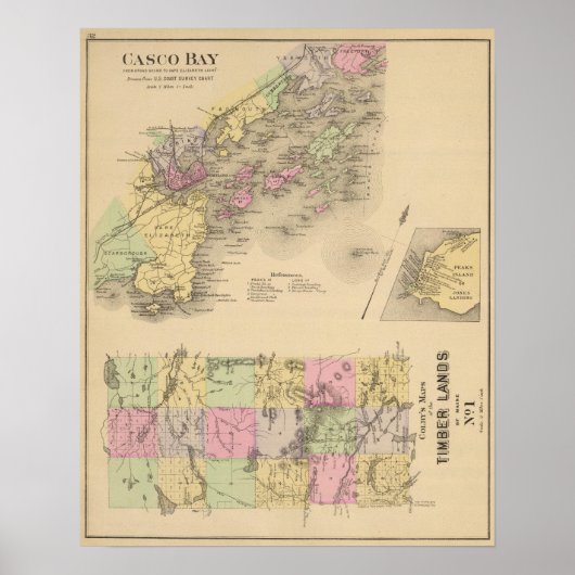 Casco Bay Map Poster (Voorkant)