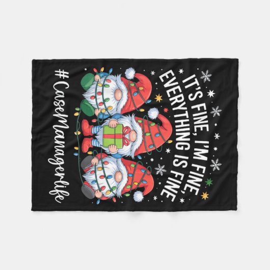 Case Manager Gnome Everything Is Fine Funny Christ Fleece Deken (Voorkant (Horizontaal))