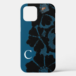 CASE-MATE ANTIEK ZWART KANT PATROON DIY INITIAAL iPhone 12 HOESJE