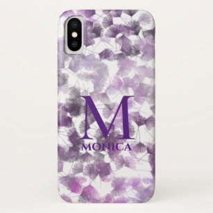 Case-Mate iPhone Case Abstrait Floral Girly Purple Blanc Monogramme Nom