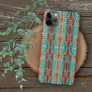 Case-Mate iPhone Case Aqua Turquoise Terracotta Burnt Orange Tribal Art