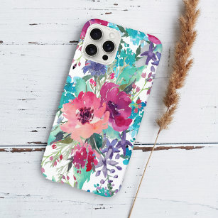 Coque iPhone 15 Pro Aquarelle colorée Motif floral