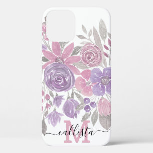 Case-Mate iPhone Case Aquarelle de couleur verte de la flore rose violet