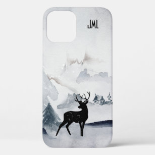 Case-Mate iPhone Case Aquarelle gris rustique de rennes d'hiver