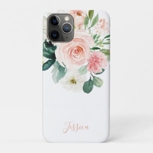 Case-Mate iPhone Case Aquarelle rose pâle Floral avec votre nom