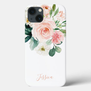 Case-Mate iPhone Case Aquarelle rose pâle Floral avec votre nom