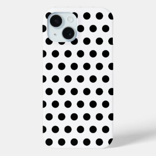 Coque Pour iPhone 15 Blanc avec points noirs - Choisir/Ajouter des coul