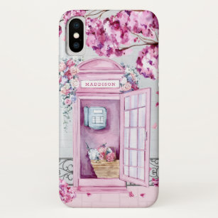 Case-Mate iPhone Case Bouteille de téléphone rose floral personnalisée