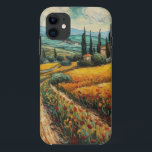 Case-Mate iPhone Case Campagne toscane Italie van Gogh<br><div class="desc">une belle peinture en style van Gogh de la campagne toscane en Italie</div>