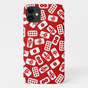 Case-Mate iPhone Case Carreaux de Mahjong blanc sur rouge