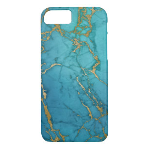 Case-Mate iPhone Case Copie moderne élégante de marbre de bleu et d'or