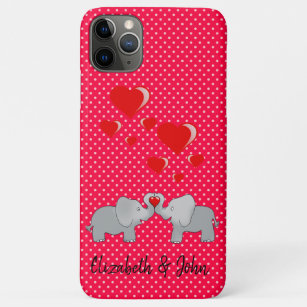 Case-Mate iPhone Case Eléphants romantiques Coeurs rouges sur Pois
