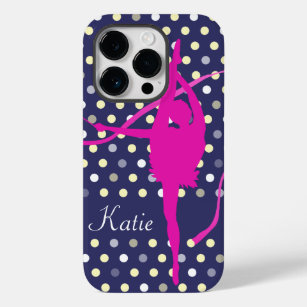 Coque Pour iPhone 14 Pro Enfants filles nommé gymnaste poka point rose