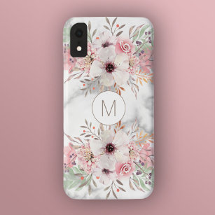 Case-Mate iPhone Case Fille Monogramme Marbre Aquarelle Florale