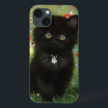 Case-Mate iPhone Case Gustav Klimt Kitten<br><div class="desc">coque iphone avec un chaton Gustav Klimt ! Ce chaton noir porte un collier d'argent et s'assoit dans un champ de fleurs rouges,  bleues,  blanches et jaunes. Un cadeau merveilleux pour les amateurs d'art amoureux des chats et autrichiens !</div>