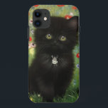 Case-Mate iPhone Case Gustav Klimt Kitten<br><div class="desc">coque iphone avec un chaton Gustav Klimt ! Ce chaton noir porte un collier d'argent et s'assoit dans un champ de fleurs rouges,  bleues,  blanches et jaunes. Un cadeau merveilleux pour les amateurs d'art amoureux des chats et autrichiens !</div>